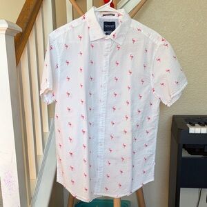 Denim & Flower White Flamingo Print Shirt